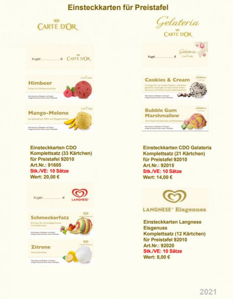 Einsteckkärtchen Gelateria